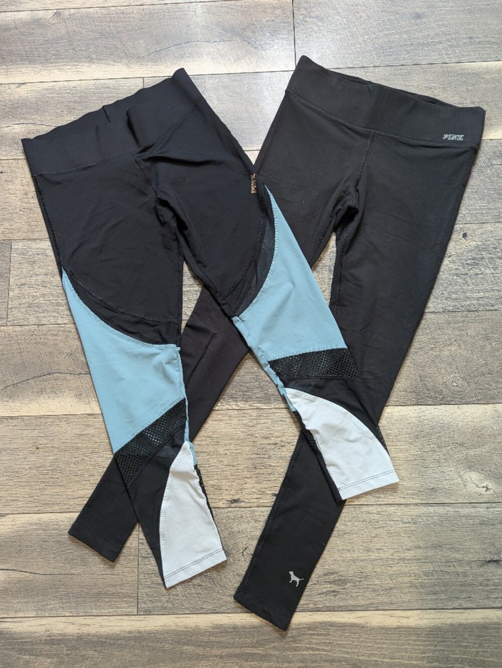 Victoria's Secret Pink Black Leggings with Blue and White And Black Ultimate